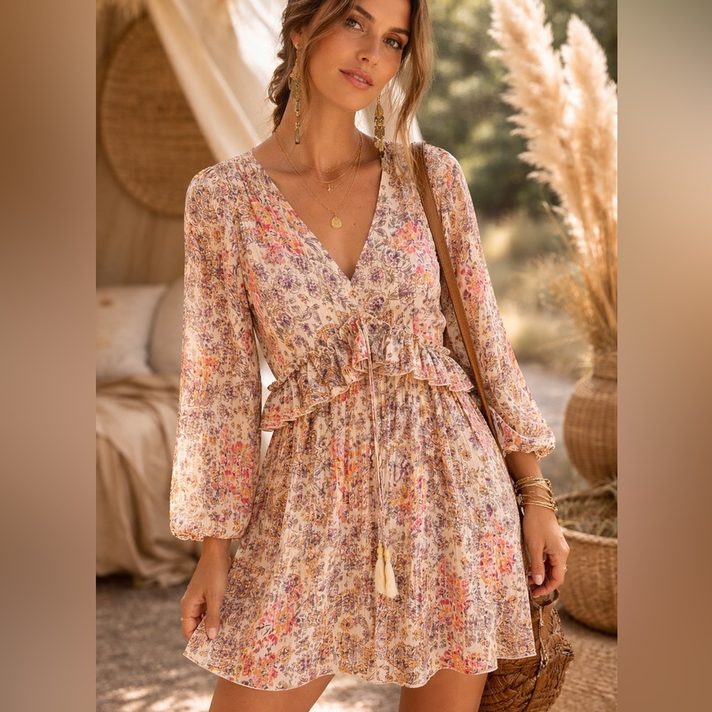 Emma & Michele Multicolor Floral Ruffle Dress NWT XL